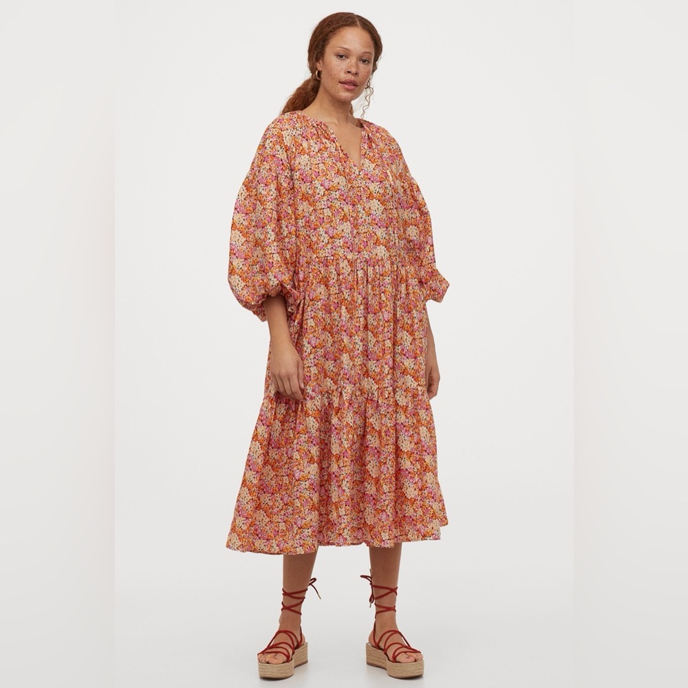 H&M Balloon Sleeve Cotton Dress